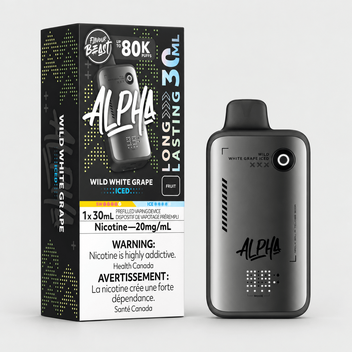 Flavour Beast Alpha 80K | Flavour Beast Alpha 80K ワイルドホワイトグレープ アイス味 - PUFFMART