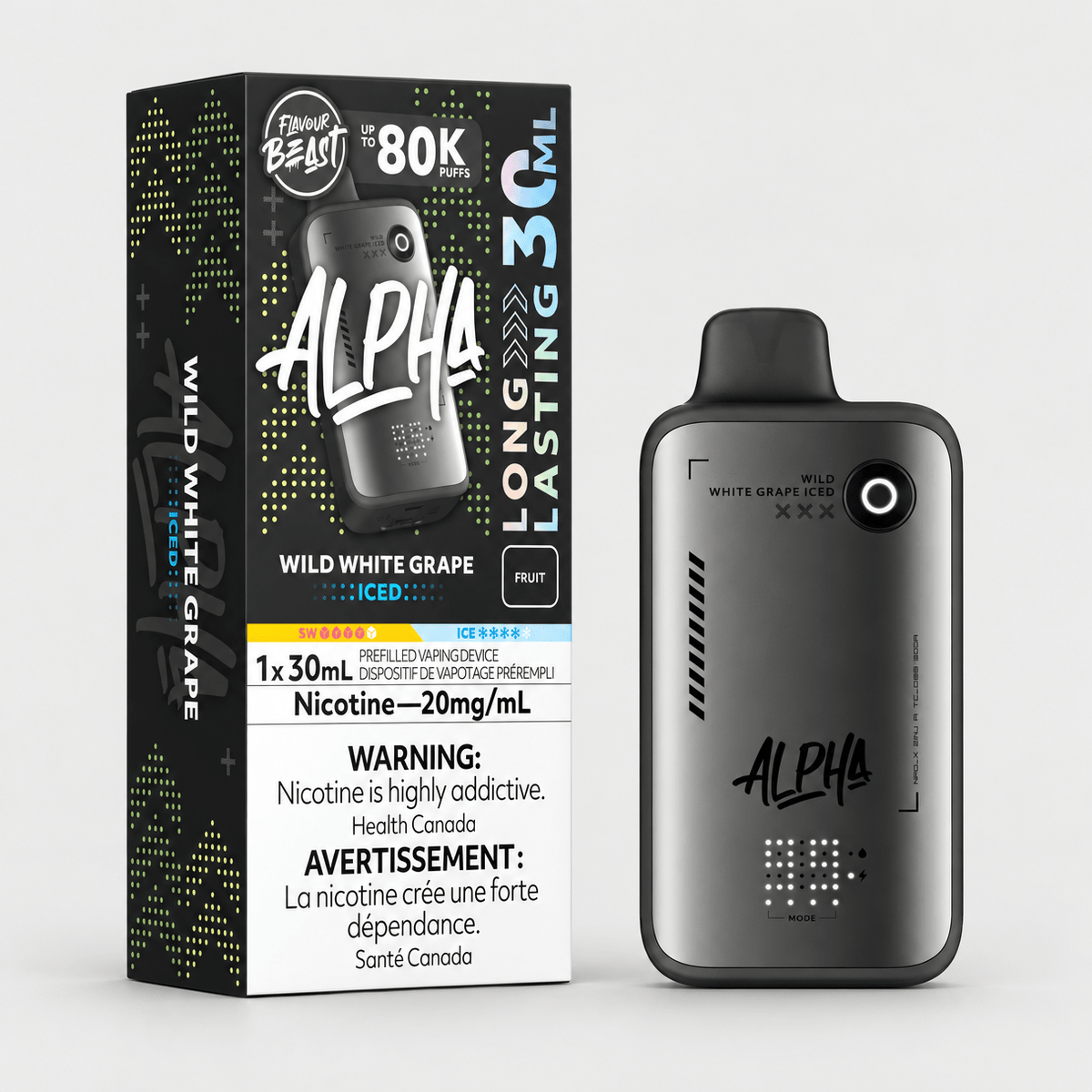 Flavour Beast Alpha 80K | Flavour Beast Alpha 80K ワイルドホワイトグレープ アイス味 - PUFFMART